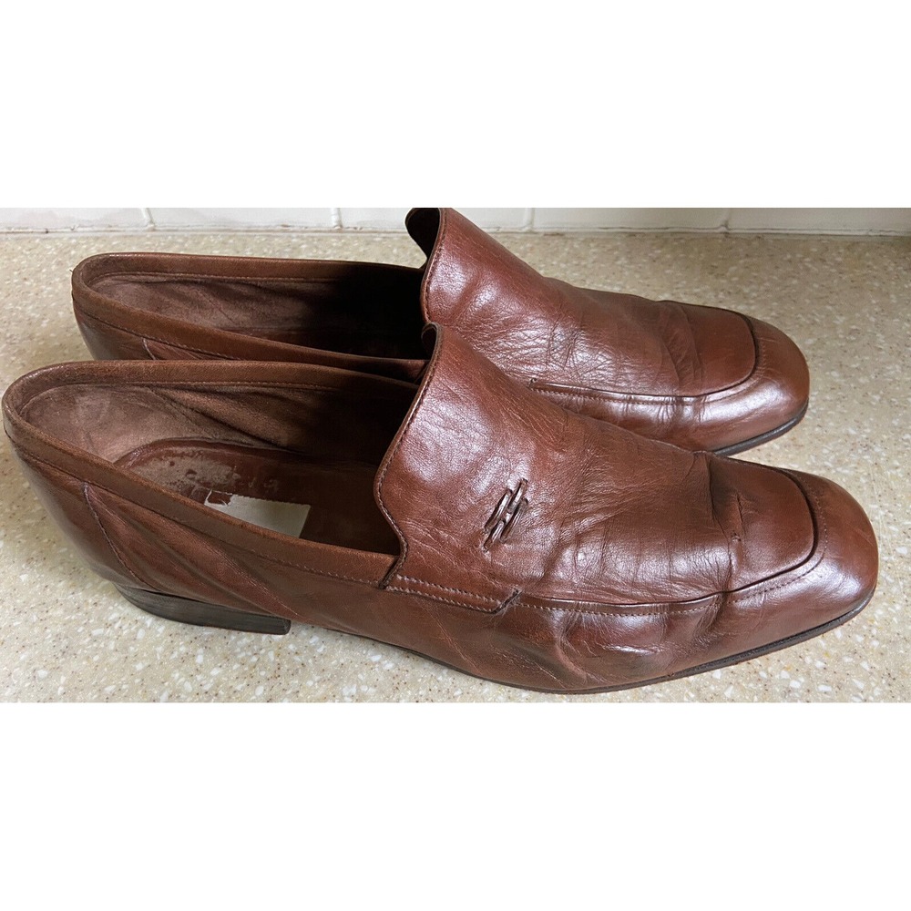 moreschi‎ loafers vintage mens 8.5 brown leather slip on
